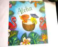Image 2 of Handmade Aloha Tropical Canvas Tote Bag, grocery, reusable, vacation, books, gift, shopping, beach