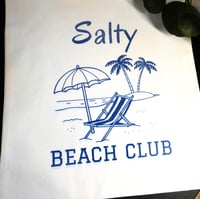 Image 2 of Handmade Salty Beach Club Canvas Tote Bag, books, beach, shopping, reusable, gift, vacation
