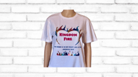 Image 3 of Heavenly Made Apparel Kingdom Fire Adult White Shirt And Adjustable Blue, Red , & White Hat 