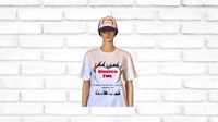 Image 1 of Heavenly Made Apparel Kingdom Fire Adult White Shirt And Adjustable Blue, Red , & White Hat 