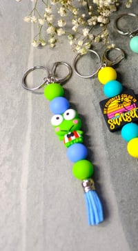 Image 2 of Fun Handmade Beaded Keychains, tassel, religious, beach, frog, key ring, gift, clip, bag charm
