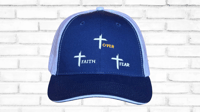 Image 2 of Heavenly Made Apparel Faith over Fear Adult Blue T-Shirt And Adjustable Navy Blue & White Hat