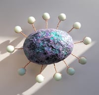 Image 1 of Handmade Paper Mache Decor with Natural Amazonite