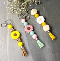 Beautiful Handmade Beaded Keychains, backpack, sunflower, flower, tassel, gift, key, keys, bag charm