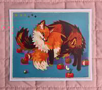 fox with apples print