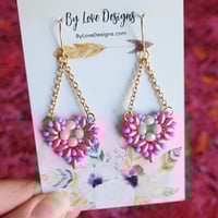 Image 3 of Beaded Heart Chandelier Earrings