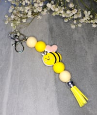 Image 2 of Fun Handmade Beaded Keychains, tassel, bee, cross, religious, key, keys, gift, bag charm, backpack