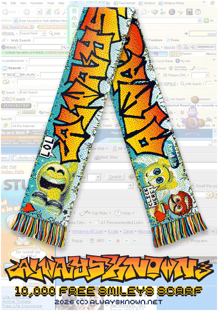Image of ALWAYSKNOWN '10,000 FREE SMILEYS' Limited Edition Knitted Scarf