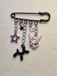 Image 3 of Safety Pin Brooch 2 pc Set Kuromi balloon dog 