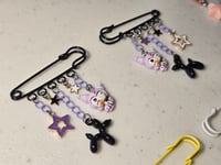 Image 1 of Safety Pin Brooch 2 pc Set Kuromi balloon dog 