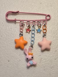 Image 2 of Safety pin brooch 2 pc set pink pastel bunny