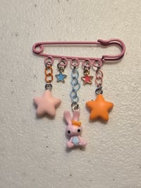 Image 4 of Safety pin brooch 2 pc set pink pastel bunny