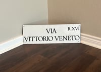 Image 1 of Vintage Italian (Enamel) Street Sign - "Via Vittorio Veneto (Rome, Italy)