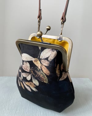 Image of Loch leaf, crossbody velvet bag with leather shoulder strap