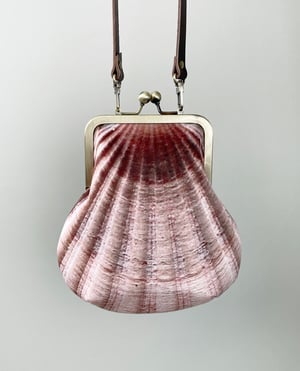 Image of Seashell, crossbody velvet bag with leather strap