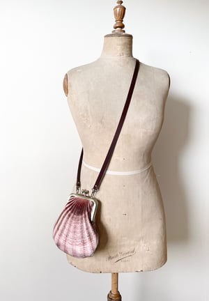 Image of Seashell, crossbody velvet bag with leather strap