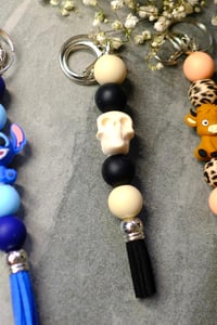 Image 3 of Handmade Beaded Keychains, tassel, cow, bag charm, skull, skeleton, highland, key, keys, clip, gift