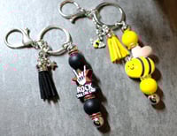 Image 1 of Handmade Beaded Keychains, tassel, charm, bee, bumblebee, skeleton, rock, key, keys, bag charm, gift
