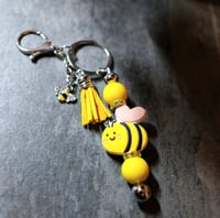 Image 3 of Handmade Beaded Keychains, tassel, charm, bee, bumblebee, skeleton, rock, key, keys, bag charm, gift