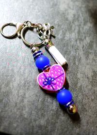 Image 2 of Handmade Beaded Keychains, bear, heart, tassel, charms, backpack, gift, bag charm, key, keys, clip