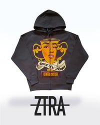 Image 1 of "Pray For De' Homies" Zip- Up Hoodie [CHARCOAL]