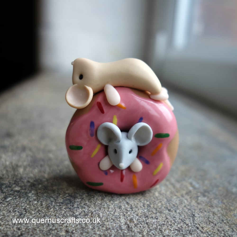 Two Wee Mice with Donut