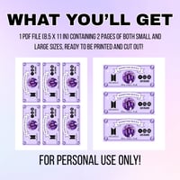 Image 2 of Printable Bangtan Bucks - Instant Digital Download