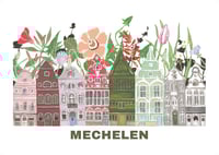 Image 1 of Botanical Mechelen Mechelen Houses Art Print – Mechelen City Illustration