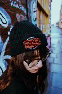 Image 3 of Emergency Broadcast Beanie Red Logo