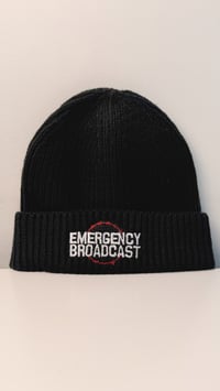 Image 1 of Emergency Broadcast Beanie White Logo