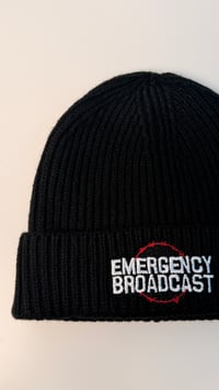 Image 2 of Emergency Broadcast Beanie White Logo