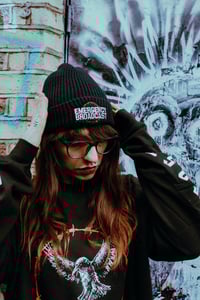 Image 3 of Emergency Broadcast Beanie White Logo
