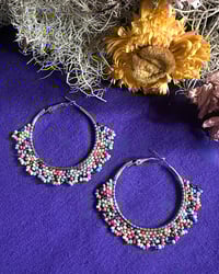 Image 2 of Wildflower Mix Beaded Hoops 