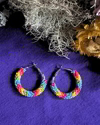 Image 2 of HI GAY Beaded Mini Hoops