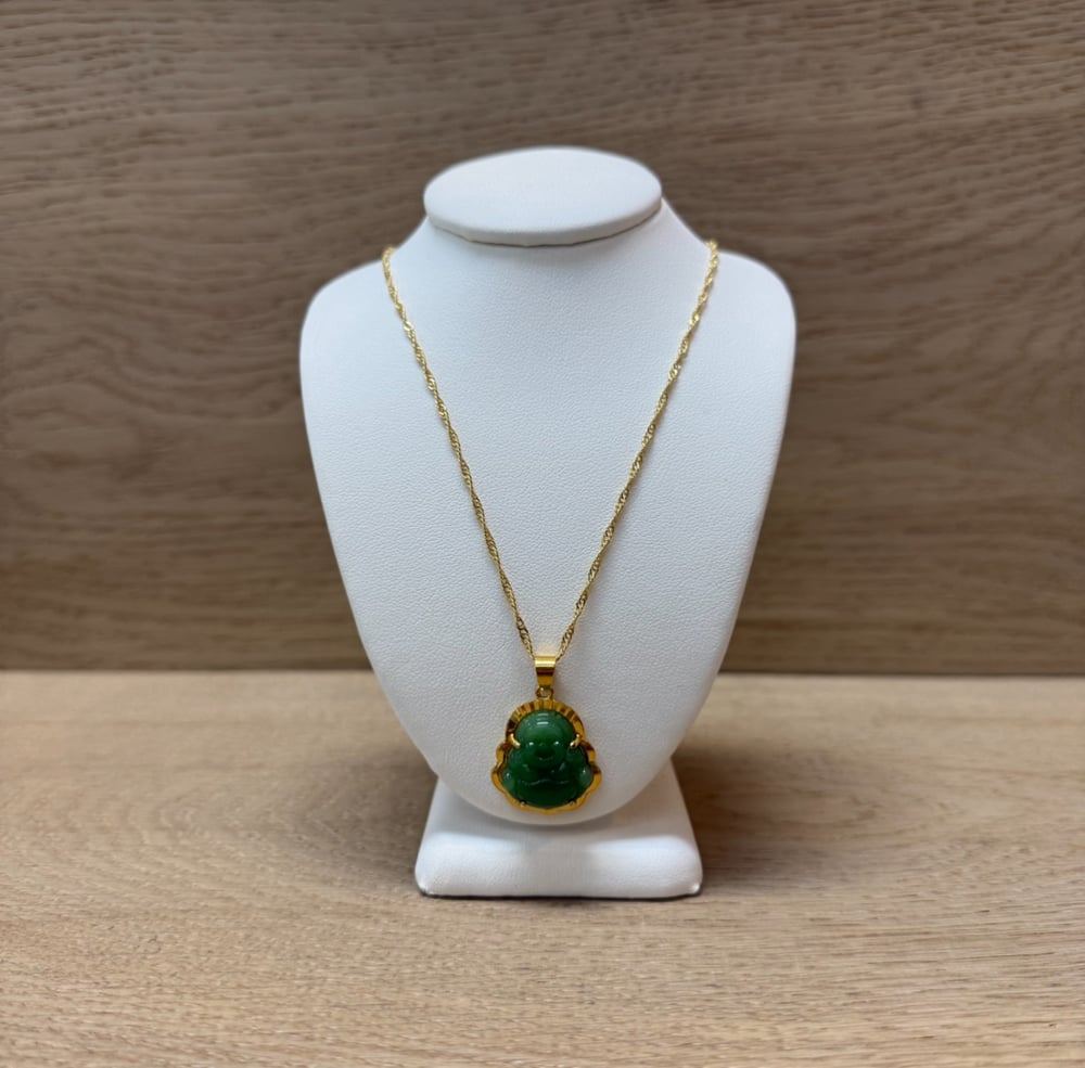 Image of JADE LAUGHING BUDDHA WOMEN'S NECKLACE 