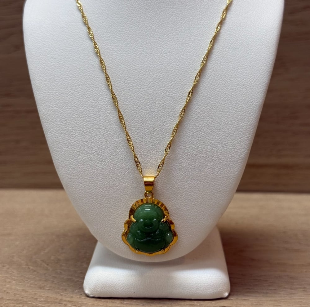 Image of JADE LAUGHING BUDDHA WOMEN'S NECKLACE 