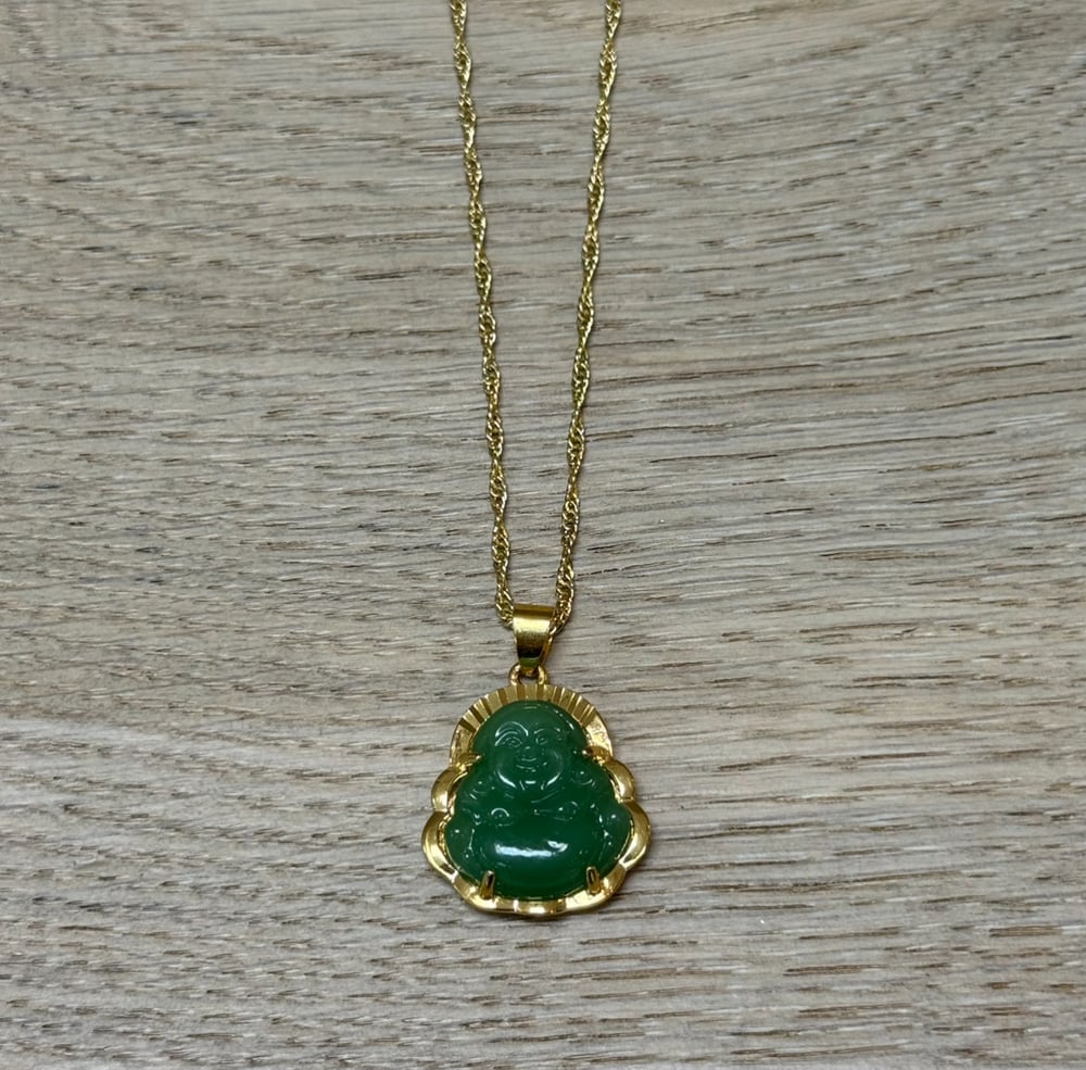 Image of JADE LAUGHING BUDDHA WOMEN'S NECKLACE 