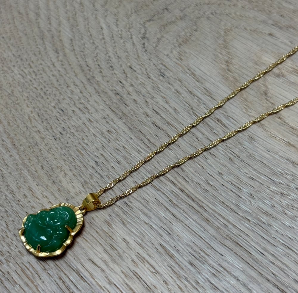 Image of JADE LAUGHING BUDDHA WOMEN'S NECKLACE 