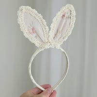 Mauve Linen bunny headband 