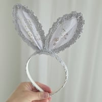 Dusty linen bunny headband 