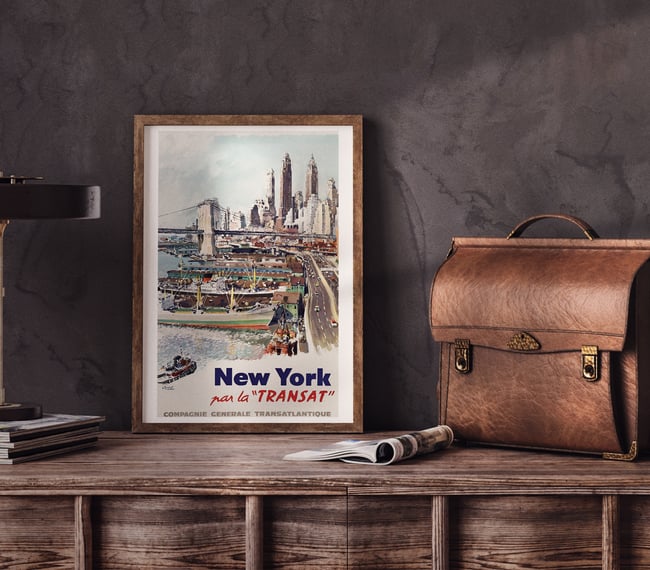 New York par la "TRANSAT" | Albert Brenet | 1955 | Wall Art Print | Vintage Travel Poster