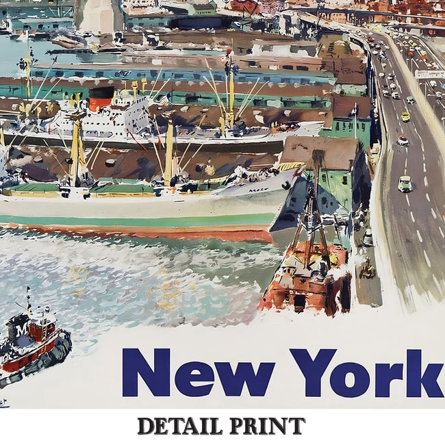 New York par la "TRANSAT" | Albert Brenet | 1955 | Wall Art Print | Vintage Travel Poster
