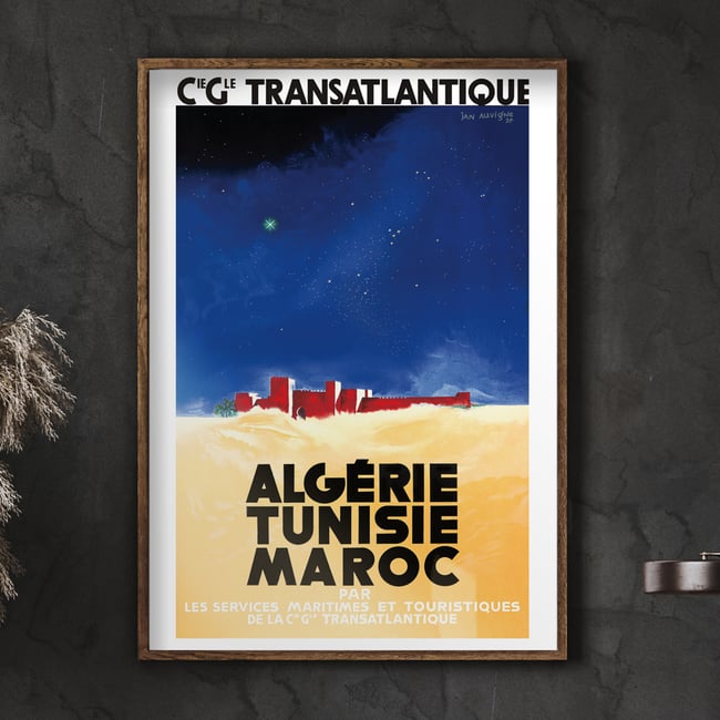 Cie Gle Transatlantique Algerie  Tunisie  Maroc | Jean Auvigne | 1934 | Wall Art Print | Home Decor