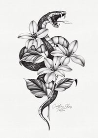 Image 2 of Print serpiente lirios