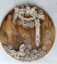 Image 1 of HANDMADE 3D MIXED MEDIA ART ON ROUND CANVAS