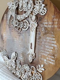 Image 3 of HANDMADE 3D MIXED MEDIA ART ON ROUND CANVAS