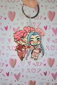 Image 2 of Jinx x Vi GALENTINES DAY Keychain: Fandom Anime Gaming Character