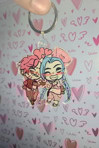 Image 3 of Jinx x Vi GALENTINES DAY Keychain: Fandom Anime Gaming Character