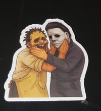 Image 4 of Horror Slasher Combo Pack: Michael Myers, Jason Voorhees Stickers, Keychain+ Print!