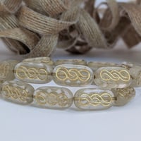 Image 2 of Czech Glass Oval Beads – Clear with Gold Wash – 18x9mm Designer Focal Beads – Set of 3